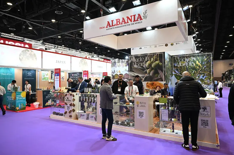 A busy national stand with visitors at Gulfood 2026
