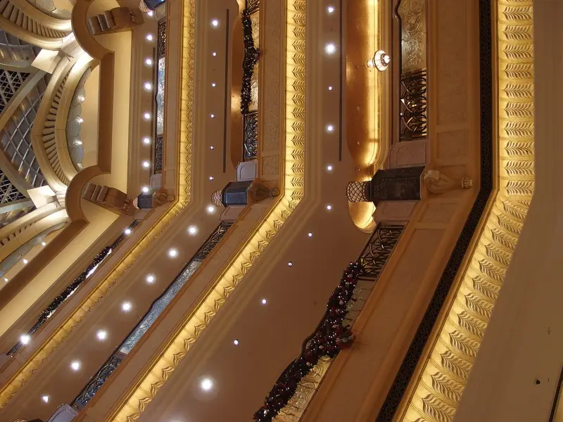 The gilded central dome inside Emirates Palace, Abu Dhabi