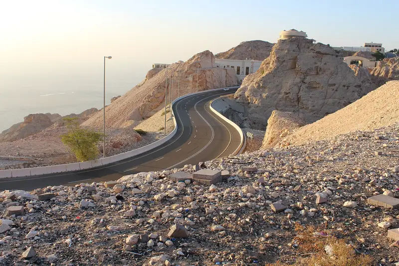 The winding mountain road up Jebel Hafeet near Al Ain